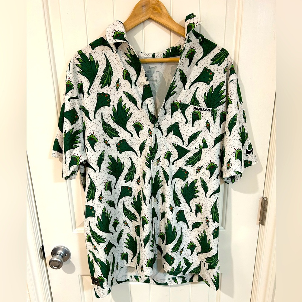 Nike Men's Nigeria Football Feather Printing Woven Short Sleeve Shirt XL